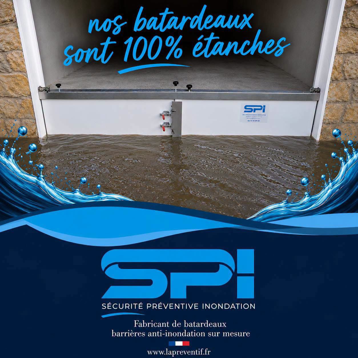 Batardeau étanche sans fixation apparente au mur